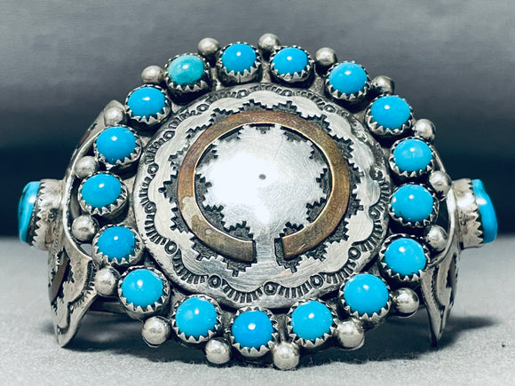 Important Handmade Basket Sterling Silver Vintage Native American Navajo Bracelet-Nativo Arts