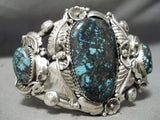 Statement Vintage Native American Navajo Last Chance Turquoise Sterling Silver Bracelet Old-Nativo Arts