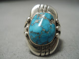 Important Vintage Zuni Native American Spider Turquoise Sterling Silver Ring Old-Nativo Arts