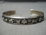 Wonderful Vintage Navajo Sterling Silver Storyteller Bracelet Native American-Nativo Arts