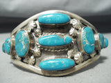 Museum Vintage Native American Navajo Morenci Turquoise Sterling Silver Bracelet Old-Nativo Arts