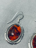 Amazing Vintage Kee Native American Navajo Sterling Silver Acient Tree Sap Earrings-Nativo Arts