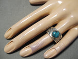 Expressive Vintage Kingman Turquoise Sterling Silver Ring Old Native American-Nativo Arts