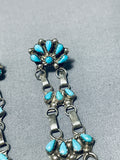 Breathtaking Vintage Native American Zuni Blue Gem Turquoise Sterling Silver Chandelier Earrings-Nativo Arts