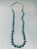 Native American Traditional Vintage Santo Domingo Old Kingman Turquoise Sterling Silver Necklace-Nativo Arts