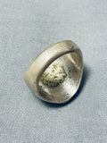 Detailed Night Vintage Native American Navajo Heavy Sterling Silver Opal Ring-Nativo Arts