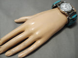 Important Vintage Native American Navajo Pete Sierra Turquoise Sterling Silver Watch Bracelet-Nativo Arts