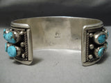 Huge Vintage Native American Navajo Chunky Turquoise Sterling Silver Bracelet Old-Nativo Arts