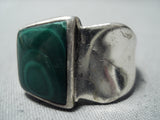 Magnificent Vintage Hopi Malachite Sterling Silver Ring Native American Old-Nativo Arts