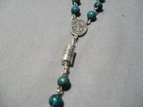 One Of The Best Ever Vintage Native American Navajo Turquoise Sterling Silver Rosary Catholic-Nativo Arts