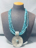 One Of The Most Detailed Ever Vintage Native American Navajo Turquoise Sterling Silver Necklace-Nativo Arts