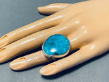 Remarkable Native American Navajo Kingman Turquoise Sterling Silver Ring-Nativo Arts