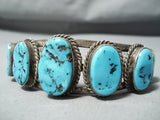 Superior Vintage Native American Navajo Sleeping Beauty Turquoise Sterling Silver Bracelet Old-Nativo Arts