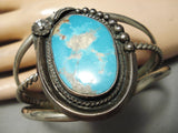 For Larger Wrist Vintage Native American Navajo #8 Turquoise Sterling Silver Bracelet Old-Nativo Arts