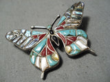 Marvelous Vintage Zuni Native American Turquoise Sterling Silver Pin-Nativo Arts
