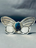 Red Mountain Turquoise Very Rare Vintage Native American Navajo Sterling Silver Butterfly Ring-Nativo Arts