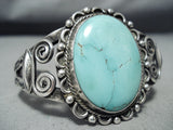 Swirls Galore Vintage Native American Navajo Domed Spiderweb Turquoise Sterling Silver Bracelet-Nativo Arts