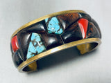 Native American Important Vintage Santo Domingo Anthony Lovato Brass Inlay Bracelet-Nativo Arts