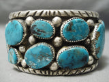 Native American Big Heavy Thick Navajo Turquoise Sterling Silver Bracelet-huge!-Nativo Arts