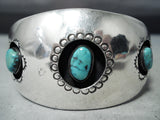 Fabulous Vintage Navajo Turquoise Sterling Silver Bracelet Native American Old-Nativo Arts