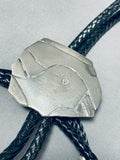 Native American Superb Vintage Laguna Signed Sterling Silver Textured Bird Bolo-Nativo Arts