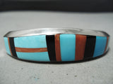 Important Vintage Native American Navajo Larry Castillo Turquoise Sterling Silver Bracelet-Nativo Arts