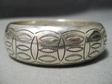 Exquisite Vintage Native American Navajo Convex Sterling Silver Bracelet Cuff-Nativo Arts