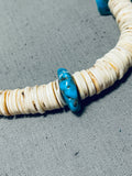 Native American Superb Vintage Santo Domingo Kingman Turquoise Shell Sterling Silver Necklace-Nativo Arts