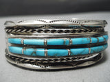One Of The Best Vintage Native American Navajo Bisbee Turquoise Sterling Silver Bracelet Old-Nativo Arts