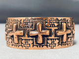 Heavy Detailed Cross Native American Navajo Important Copper Bracelet Cuff-Nativo Arts