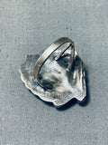 Marvelous Vintage Native American Navajo Blue Gem Turquoise Sterling Silver Ring-Nativo Arts