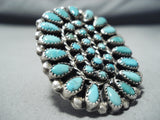 One Of The Biggest Vintage Native American Navajo Turquoise Sterling Silver Ring-Nativo Arts
