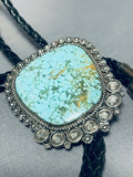 Rare Vintage Native American Navajo #8 Turquoise Sterling Silver Bolo Tie-Nativo Arts