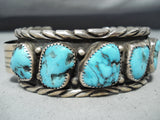 Unforgettable Vintage Native American Navajo Kingman Turquoise Sterling Silver Bracelet Old-Nativo Arts