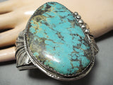 Monstrous Museum Vintage Native American Navajo Basalt Turquoise Sterling Silver Bracleet-Nativo Arts