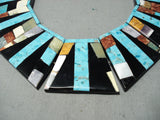 Native American Intricate Huge Detailed Santo Domingo Turquoise Sterling Silver Necklace-Nativo Arts