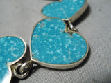 Marv Francis Vintage Native American Navajo Turquoise Sterling Silver Heart Bracelet Old-Nativo Arts