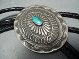 Marvelous Vintage Navajo Turquoise Sterling Silver Bolo Native American Old-Nativo Arts