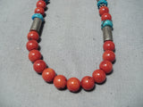 Incredible Singer Navajo Coral Sterling Silver Necklace Native American-Nativo Arts