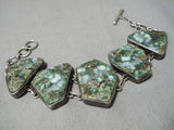 Exceptional Vintage Native American Navajo Carico Lake Turquoise Sterling Silver Bracelet Old-Nativo Arts