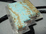 Very Rare New Mexico #8 Turquoise Sterling Silver Native American Bolo Tie-Nativo Arts
