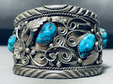 Jack Chatter 101 Grams Vintage Native American Navajo Turquoise Sterling Silver Bracelet-Nativo Arts