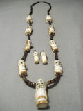 Detailed!! Vintage Zuni/ Navajo Hand Carved Owl Sterling Silver Necklace-Nativo Arts