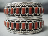 Sensational Navajo Coral Sterling Silver Bracelet Native American-Nativo Arts