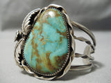 Vivid Natural Green Vintage Native American Navajo Royston Turquoise Sterling Silver Bracelet-Nativo Arts