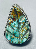 One Of Most Detailed Ever Vintage Native American Navajo Royston Turquoise Sterling Silver Ring-Nativo Arts