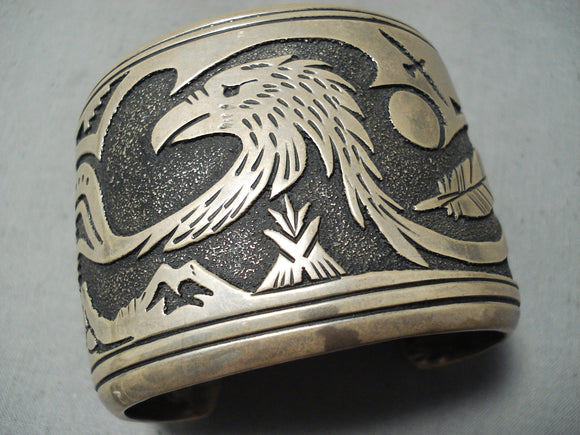 Best Vintage Thomas Singer Native American Navajo Sterling Silver Eagle Bracelet-Nativo Arts