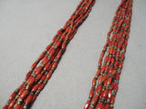 Important Native American Navajo Tubule Coral Sterling Silver Yazzie Heishi Necklace-Nativo Arts