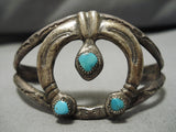 Very Rare Vintage Native American Navajo Naja Turquoise Sterling Silver Bracelet Old-Nativo Arts