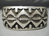One Of The Best Deep Stamp Vintage Native American Navajo Sterling Silver Bracelet-Nativo Arts